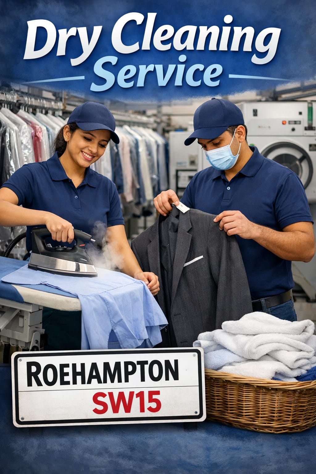 The Big Wash dry cleaning staff providing professional garment care including pressing and stain treatment in Roehampton SW15